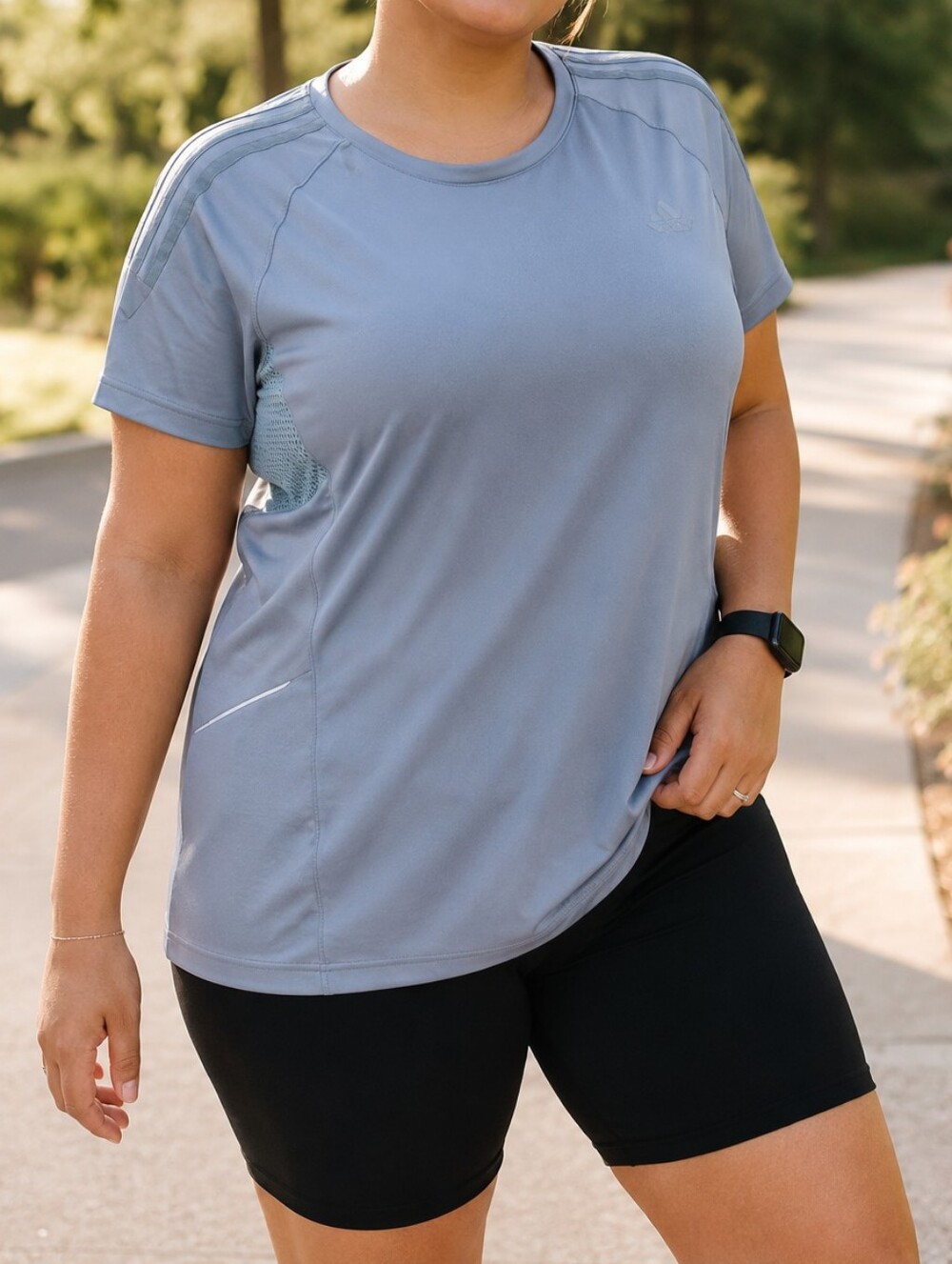 Adidas Women's Light Slate Performance Athletic Tee | Climacool Mesh Running Gym